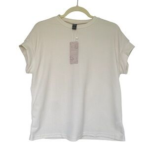 Emery Rose Women's Cream Waffle Knit Dolman Short Sleeve Top Size Medium